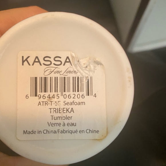 Kassatex Fine Porcelain Cup & Tissue Holder Light sky blue with brown trim - Picture 6 of 11